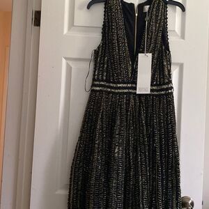 BADGLEY MISCHKA  couture black gold beaded dress